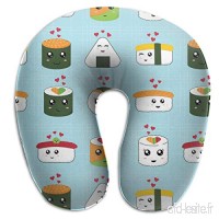 Travel Pillow Sushi Love Memory Foam U Neck Pillow for Lightweight Support in Airplane Car Train Bus - B07VD45QKG